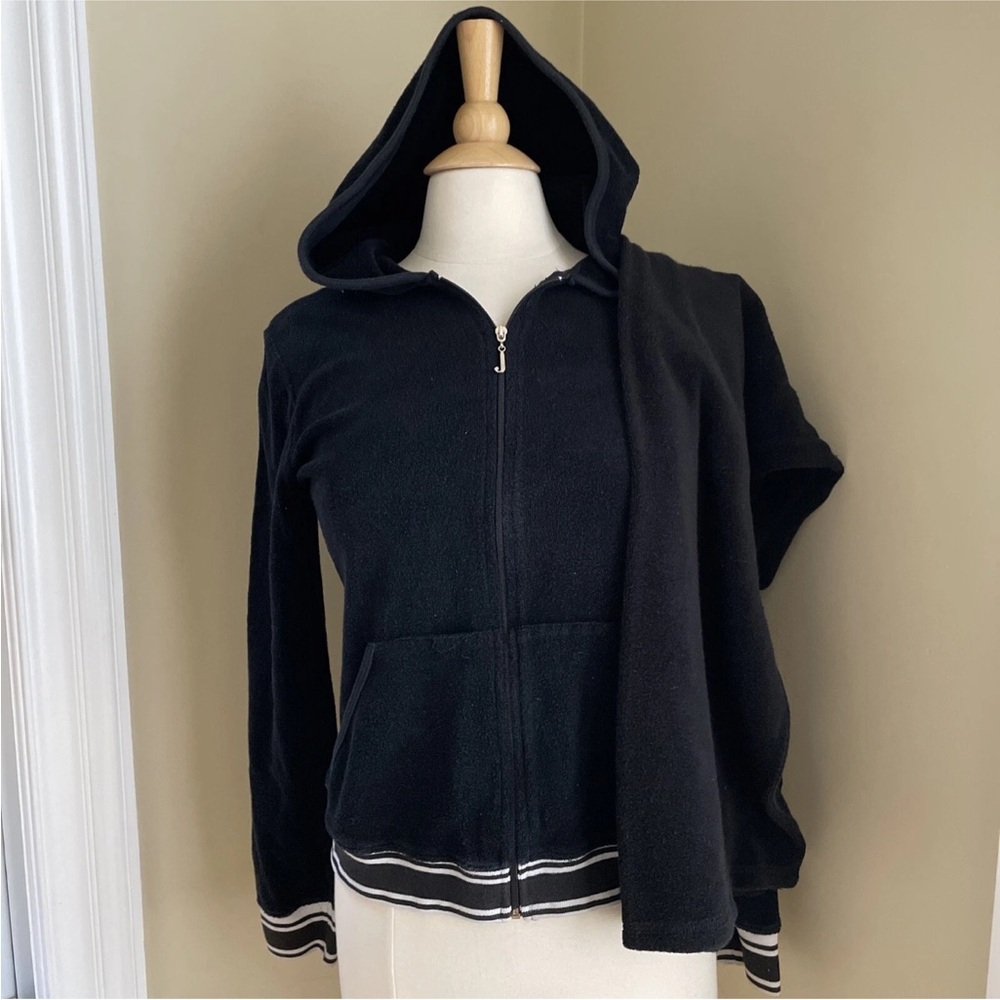Vtg Juicy couture Terry XL hoodie black white tracksuit Large Pant Drawstring